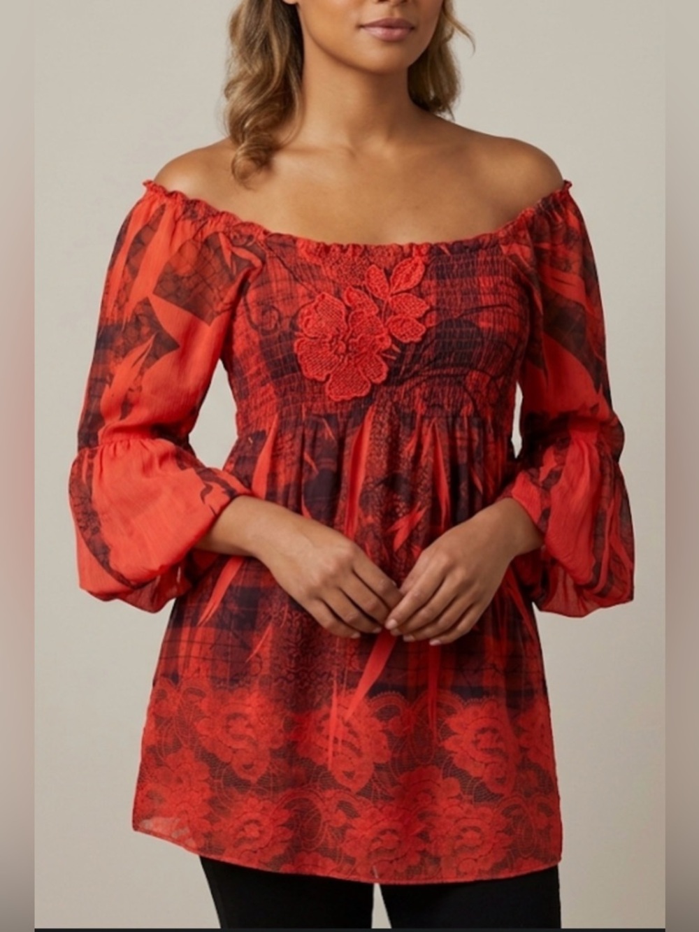 One World Boho Tunic Top, Size M